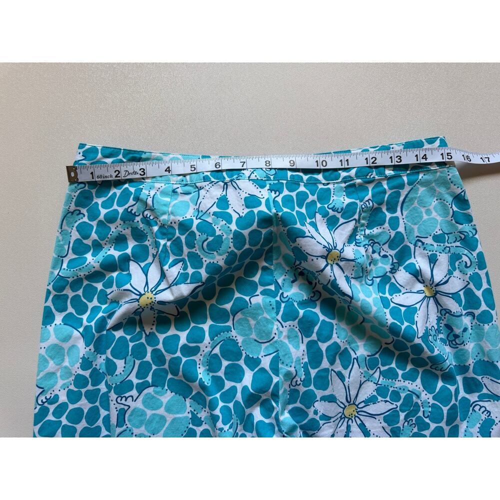 Lilly Pulitzer Women's Blue White Floral Cotton Blend Cropped Pants/Capri Size 8 - Picture 8 of 10
